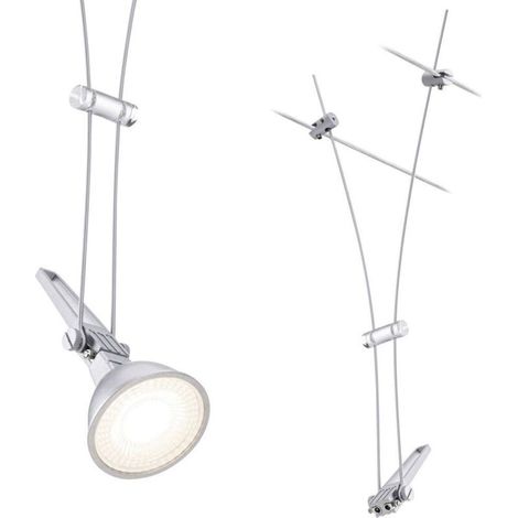 – Lampe de suspension sur câble GU5.3 chrome (mat) – Hauteur 310mm – Largeur 28mm – Longueur 10mm – Montage mural ou plafond (1/5)
