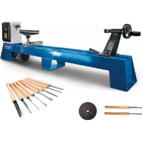 Scheppach – Tour à bois 1000 mm 400W – Moteur à induction 4 vitesses – Pour pièces jusqu'à 350 mm de diamètre – Avec jeu de 8 ciseaux (1/4)