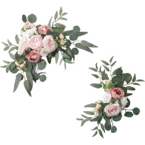 2 arches de mariage fleuries, panneaux de bienvenue pour la cérémonie et les fêtes, décoration murale (1/4)