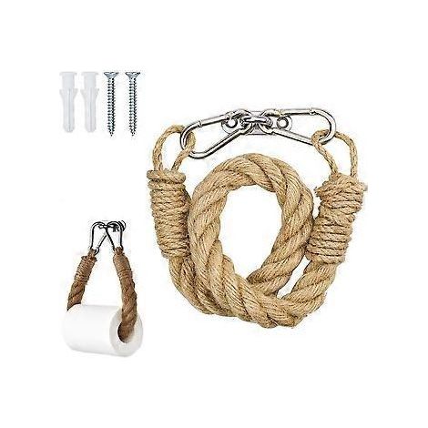 Vintage-Handtuchhalter aus Seil, Hanf-Taschentuch- und Toilettenpapierhalter, handgefertigter Hängespender für die Badezimmerdekoration (1/5)