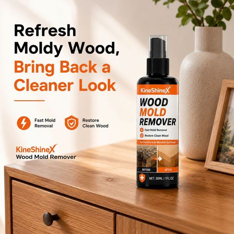 KineShineX Wood Mold Remover Spray - Powerful Mold Remover and Cleaner for Furniture, Flooring, Wooden Doors, and Cabinets (1/4)