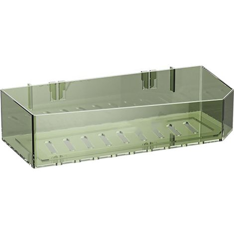 Étagère de douche en plastique, sans perçage, sans traces, élégante étagère murale pour salle de bain, verte (1/5)