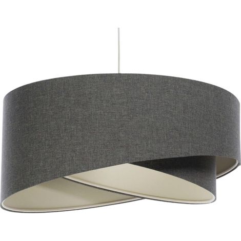 Suspension bohème tissu crème réglable ambiance chaleureuse - Ø 40 cm - H20 cm (1/5)