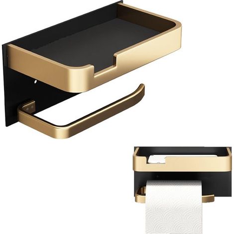 Porta carta igienica per il bagno, porta carta igienica da parete con supporto per cellulare, viti e superficie adesiva incluse (chiodi non inclusi) per la cucina (1/5)