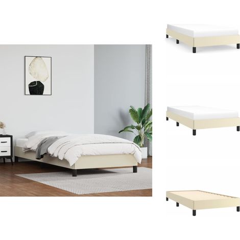 Cadre de lit sans matelas crème 90x190 cm similicuir - Cadre De Lit - Cadres De Lit - Lit - Meubles De Chambre À Coucher (1/5)