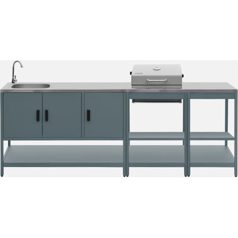 Cucina da esterno modulare con barbecue a carbonella, 6 moduli