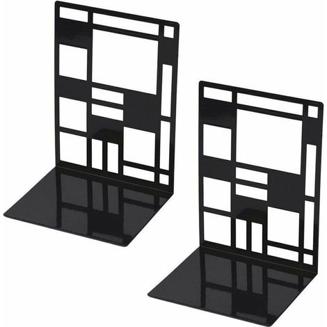 Ensemble de serre-livres, serre-livres en métal, serre-livres noirs, serre-livres design, étagère à base antidérapante pour enfants, bureau, école, salon, librairie et bibliothèque