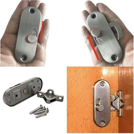 Serrure Porte Coulissante - 90 Degres Angle Droit - Boucle Verrouillage Et Verrou Grange - Acier Inoxydable - 1 Unite (1/5)
