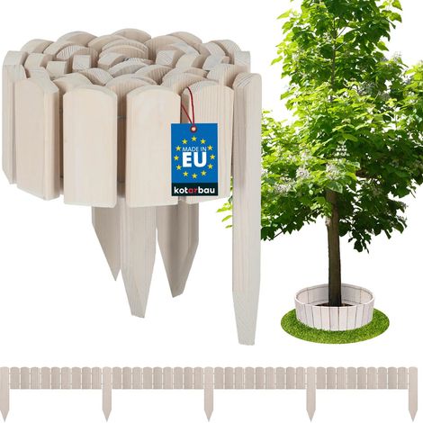KOTARBAU® Bordure Jardin Exterieur Bois - 200 x 10 cm - Cloture Bois Jardin - Blanc - Palissade Flexible - Décoration Jardin (1/5)