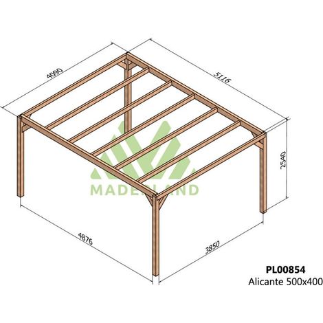 Pérgola de Madera Laminada Alicante (Maderland) - Gardeneas - 500 x 400 cm