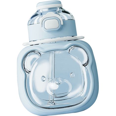 Gourde Bell Bleue Anti-Fuite avec Paille et Sangle, Design Mignon, Sans BPA ni Odeur, Bouteille d'Eau pour Voyage et Plein Air (1/5)
