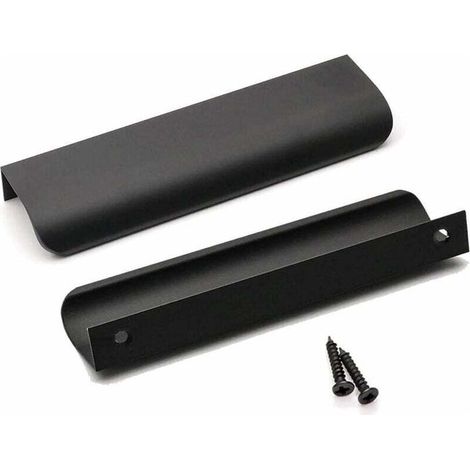 Lot de 10 Poignées de Meuble Cuisine Noir Mat Alliage Aluminium Entraxe 128mm Longueur 150mm (1/4)