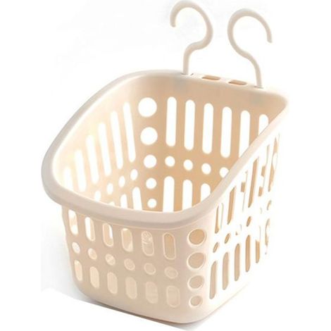 Panier de douche suspendu en plastique, panier de rangement pour organisateur de connexion, avec crochet (1/4)
