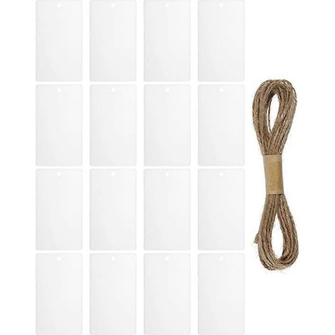 16 étiquettes blanches à suspendre pour paniers de cuisine, boîtes à provisions, paniers de rangement, etc.-White