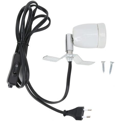 Support de Lampe Chauffante pour Reptile, Douille Ampoule à Pince en Céramique Base Chauffage Tortue Pivotante à 360 °avec Interrupteur Clip Amphibiens Lézard Serpent Cameleon Aquarium Prise UE (1/5)