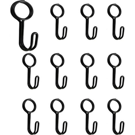 Set mit 12 Spiralhaken mit Öse – Universalhaken – Für Anhänger, Planen, Boote, Motorräder, Fahrräder – Schwarz