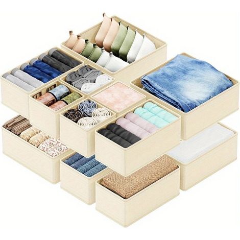 10er-Set Aufbewahrungsboxen, faltbare Organizer aus Vliesstoff, für Schubladen, Unterwäsche (1/5)
