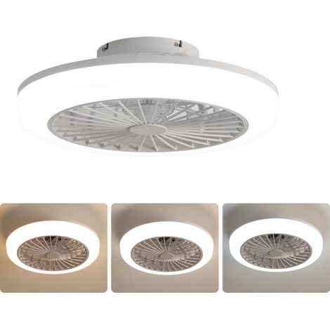 AS EASY Ventilateur de plafond plat de 46 cm (18 pouces) avec lumière et télécommande – design moderne sans pales pour chambre, cuisine et salle à manger