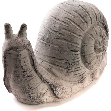 Escargot en pierre reconstituée gris 26 cm – Statue décorative réaliste pour intérieur et extérieur – Élément unique de décoration – Amadeus (1/2)