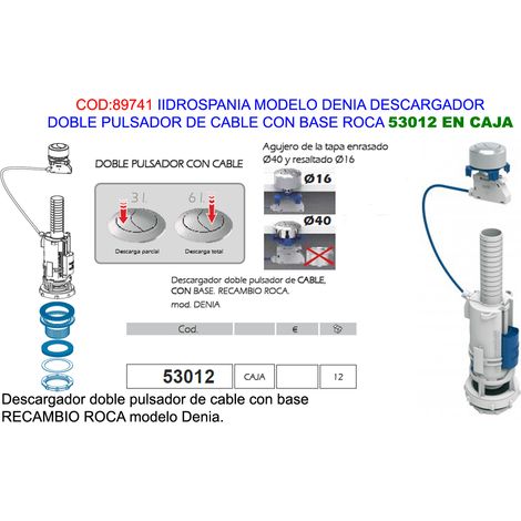 pluvia descargador wc doble denia cister baja cable 53012 caja