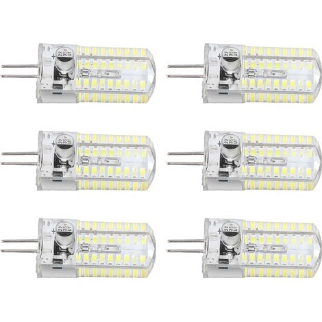 Lot de 6 ampoules LED G4 à culot bipolaire, 5 W, type « maïs », pour éclairage extérieur et intérieur, blanc pur 6000-6500 K (1/5)