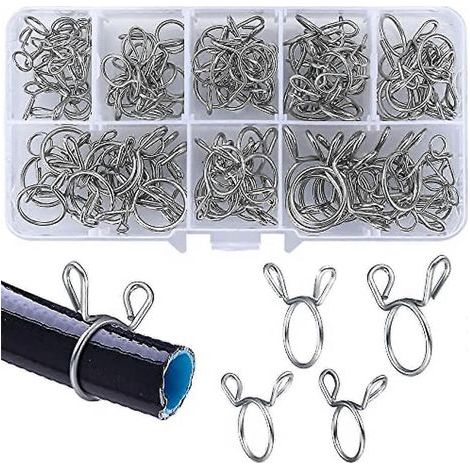 Kit de 100 colliers de serrage à ressort pour tuyaux, flexibles de carburant et tubes (5-14 mm), pour motos et scooters. (1/4)