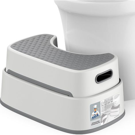 Tabouret Toilette Empilable, Repose Pied WC pour Adultes, Gris (1/5)