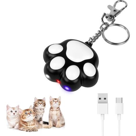 Porte-clés lampe torche LED interactive 7 en 1 en forme de chat noir pointeur, réglable et doté de 5 modes d'éclairage (1/5)