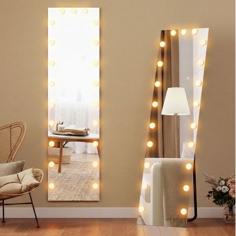 Specchio intero da terra 150 x 40 cm con LED RGB, 21 lampadine, touch e memoria, OKWISH (1/5)
