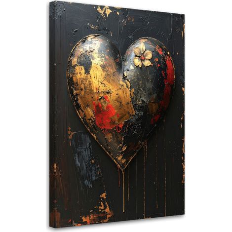 Impresión de Imagen, Corazón 3D amor negro y dorado, 20x30 (1/5)