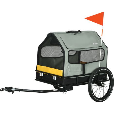 Remorque pour chien, remorque à vélo, remorque pour animaux de compagnie, 1 fanion, pour chiens jusqu'à 10 kg, vert et noir