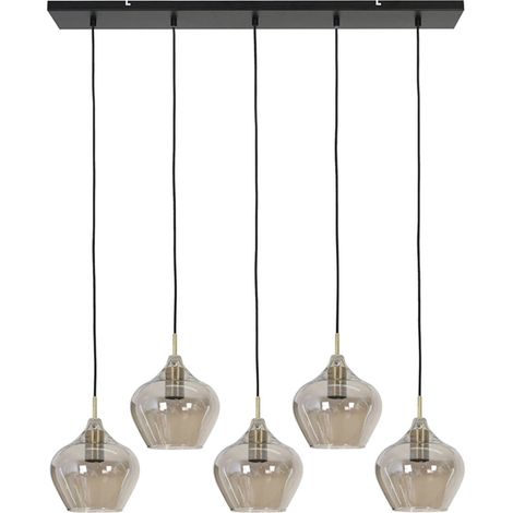 Light & Living - hängeleuchte - Rakel - bronze - glas rauchglas -