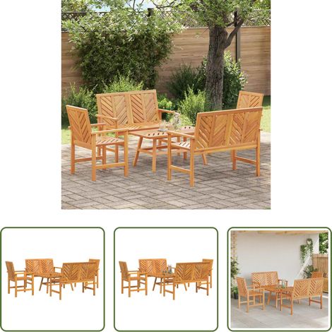 Terrasse Lounge - Garten-Lounge-Set 5 pcs Braun Massivholz Akazie (1/5)