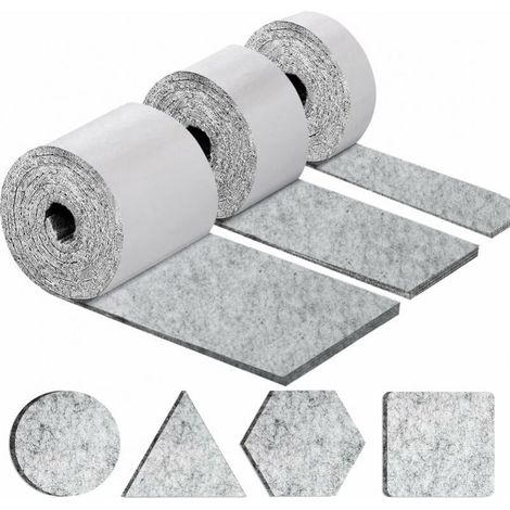 Patins pour Meubles Auto-adhésifs, Patins Chaises Meubles 3 Rouleaux (100x10cm+100x5cm+100x2cm), Tampon Chaise 5mm-Épais Patin Feutre (1/5)
