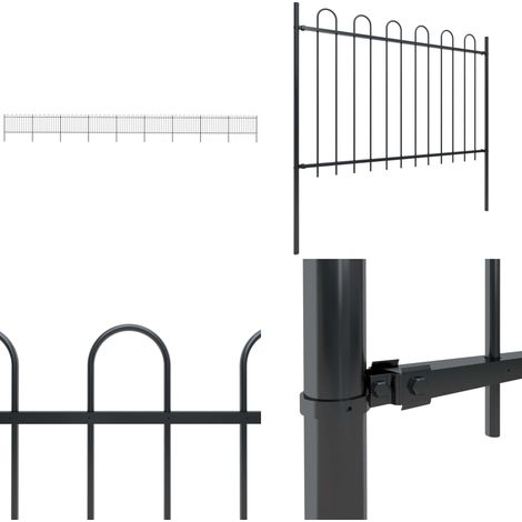 Gartenzaun mit Bügel-Design Stahl 15,3 x 1,2 m Schwarz - Gartenzaun - Stahlezaunt - Metallzaun - Zaun Schwarz - Zaunstäbe - Home & Living (1/5)