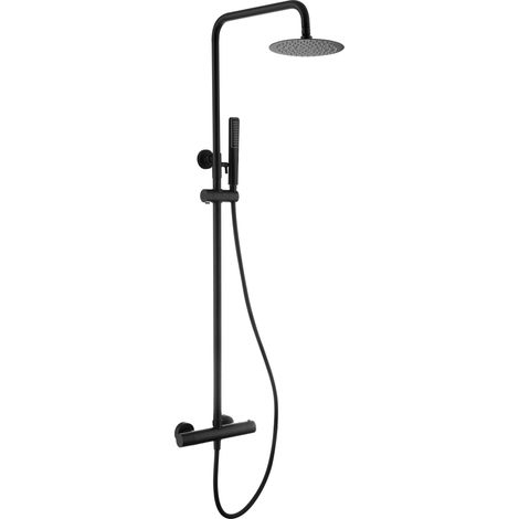 Barre de douche thermostatique - Colonne de douche avec douchette, commande et support avec contrôle de température Couleur Noir Mat (1/5)