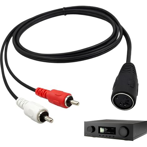 Écrou DIN 5 broches vers 2 câbles adaptateur RCA, 1,5 m, câble audio RCA pour lecteur CD, amplificateur, tourne-disque – Adaptateur 5 broches (1/5)