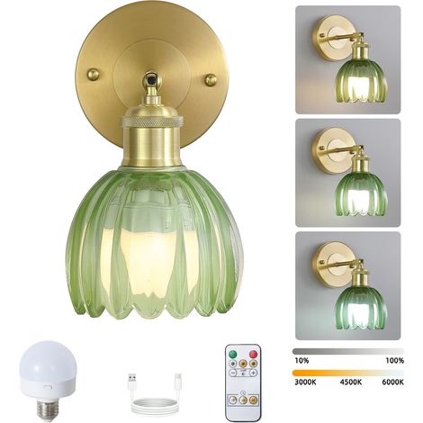 Applique murale LED rechargeable avec télécommande lampe de chevet sans fil intensité variable températures de couleur 3000K-6000K avec 3 (1/4)