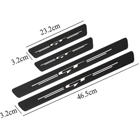 (GT Blanc) 4 protections de seuil de porte autocollantes en fibre de carbone compatibles avec Peugeot 206, 308, 407, 508, 3008 et Kia Cerato, Rio 3, 4 et K5 GT Line 2021 (1/5)