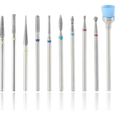 Embouts Ponceuse Ongles 10 Pcs Tungstène Argenté, Pro pour Dépose Gel Acrylique, Retirer Vernis Semi-Permanent, Manucure, Pédicure & Cuticules (1/5)