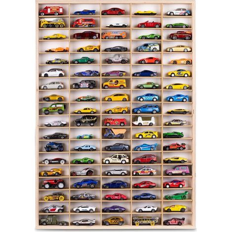 MENSOLA VERTICALE PER MOLLE AUTO 90 POSTI ORGANIZZATORE HOT WHEELS IN LEGNO (1/4)