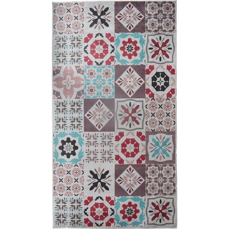 Tapis de cuisine CAROMENT B 70x180 rouge et bleu CAROMENT B (1/4)