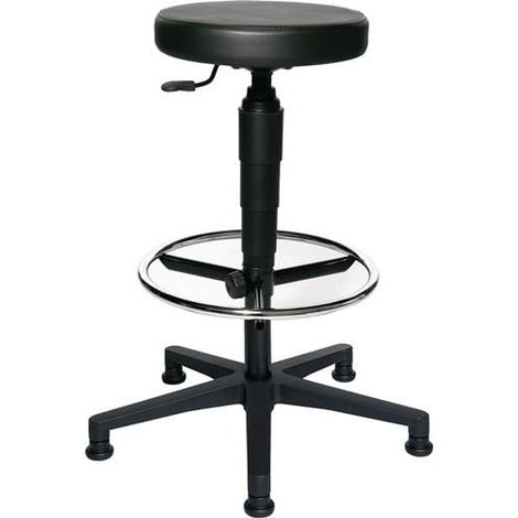 Taburete giratorio con patines tapizado en piel sintética negra altura del asiento 580-840mm TOPSTAR (1/2)