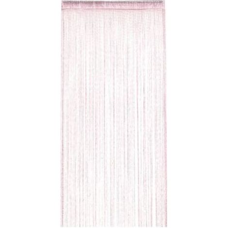 Rideau à Fils 100x200 cm Rose, Décoration Élégante pour Porte, Fenêtre, Séparation de Pièce, Franges Pompons (1/3)
