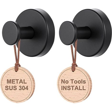 Lot de 2 crochets à ventouse pour couronnes de porte, porte-fenêtre et porte d'entrée, crochets de douche pour douche intérieure, noir