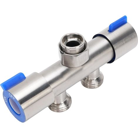 Divisor de manguera de jardín, divisor de grifo de acero inoxidable duradero para uso en exteriores, 1 entrada, 2 salidas, G1/2 (1/5)
