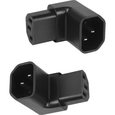2 Pièces Prises IEC C14 vers C13 Coudées, Câble d'alimentation 3 Broches (1x90° vers Le Haut, 1x90° vers Le Bas), 250V 10A, Matériau PVC, pour Ordinateurs, Armoires PDU et Appareils Électriques (1/5)