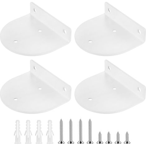 4 Pcs Supports d'étagère Muraux Flottants, Equerre Etagere Murale Métal, Support Etagere Murale Fixation Invisible, équerre d’étagères Semi-circulaire Charge Lourde, Blancs (1/5)