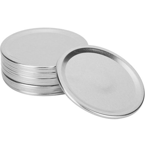 24 Stück runde, geteilte Deckel zum Verschließen und Aufbewahren von Einmachgläsern mit normaler Weithalsöffnung (Silber, 70 mm) (1/5)