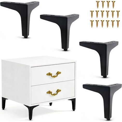Set di 4 gambe di supporto TV di lusso, gambe per armadi a tre gambe, gambe per mobili, gambe per tavolini da caffè, gambe per tavoli, gambe per divani in metallo, viti incluse, robuste e (1/5)
